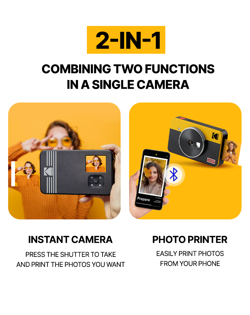 Kodak Mini Shot 2 Retro Portable Wireless Instant Camera & Photo Printer +  60 Sheets Bundle – Kodak Photo Printer